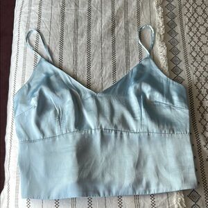 NWT - Abercrombie Sky Blue Satin Smocked Cami- Sz L